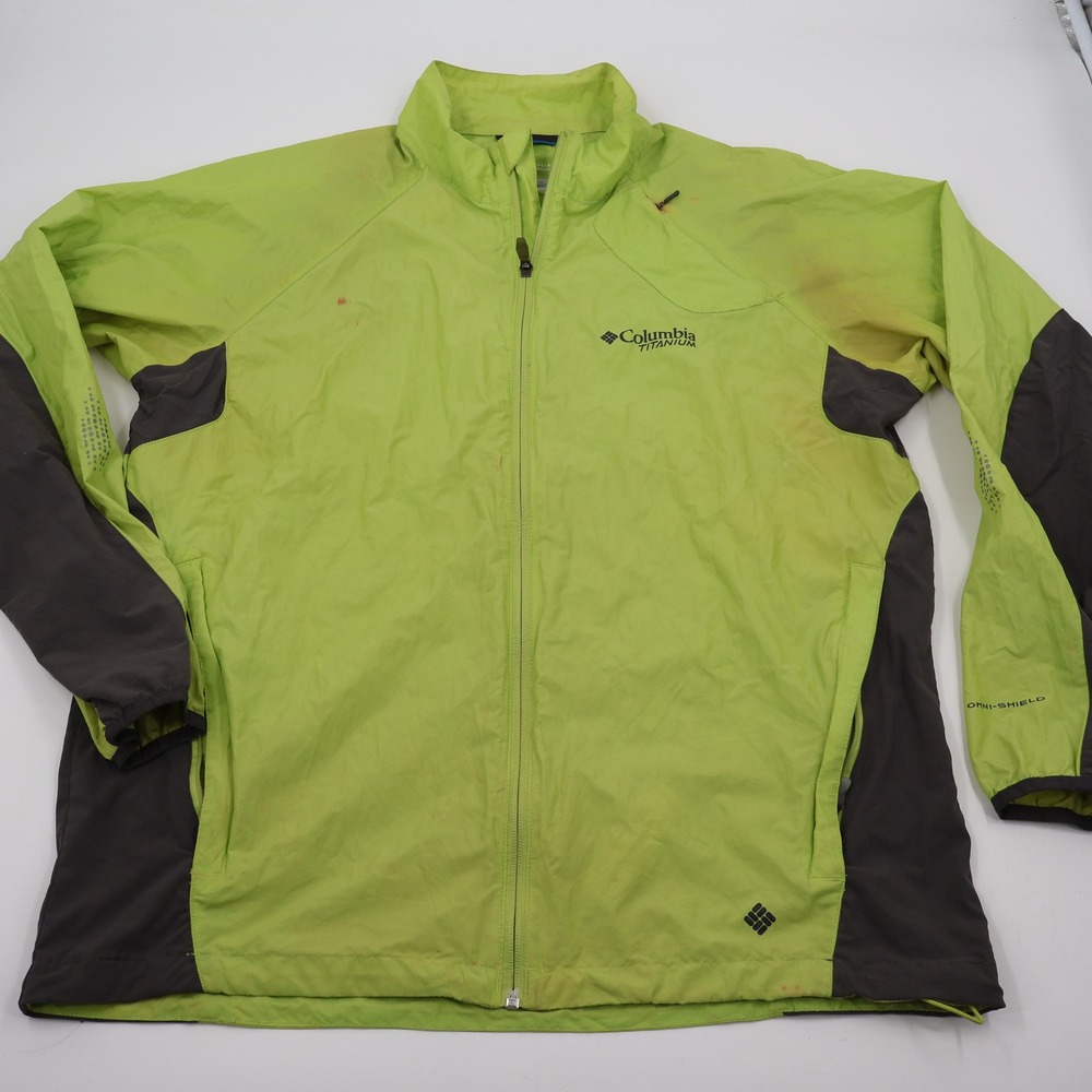 Columbia Titanium Windbreaker Mens Large Green Omni-Shield Technical Jacket